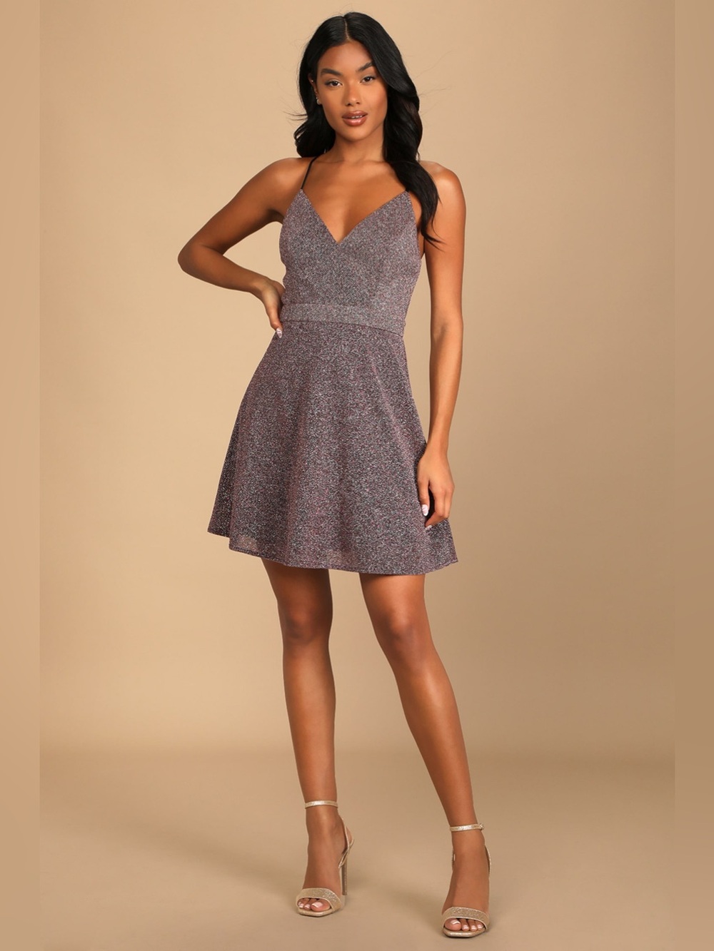 Lulu's Light of the Party Pink Multi Sparkly Sleeveless Dress